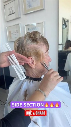 SIDE SECTION IN ACTION PIXIE HAIRCUT! 🔥🔥🔥 #pixiehaircut #haircutting #thickhair #shorthaircut
