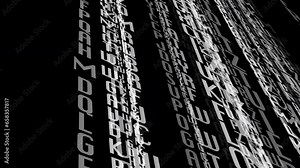 Digital chaos encoded abstract typography background. Artistic chaos, dynamic composition of shifting typography