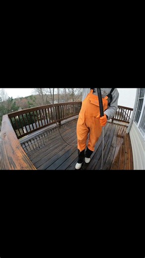 Deck cleaning before stain #housewashing #pressurewashing #deckcleaning #woodcleaning