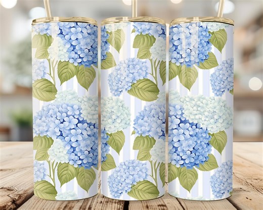Blue Hydrangea Floral Tumbler Wrap: Mothers Day Garden Lover Gift 20oz Design (digital Download) - Etsy
