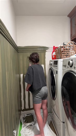 Adding color! #laundryroommakeover #makeover #paint #moody #diy
