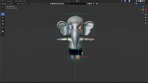 Rigged Cartoon Elephant low-poly 3d model