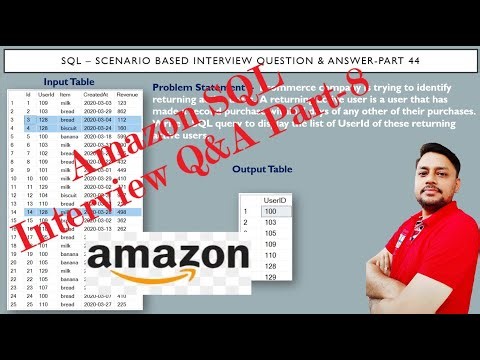 SQL Interview Questions and answers Part 44 | Amazon SQL Interview Question And Answer Part-8
