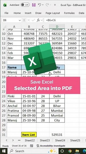 Save Excel Selected Area into PDF