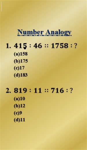 NUMBER ANALOGY #analogy #algebra #reasoning #maths #tricks #logic #aptitude #viral #shorts#education