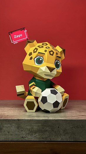 Plantilla gratis Zayu papercraft: mini jaguar Mundial 2026