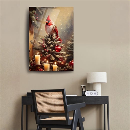 Christmas Cardinal Glass Art, Winter Bird Lover Gift - Etsy Canada