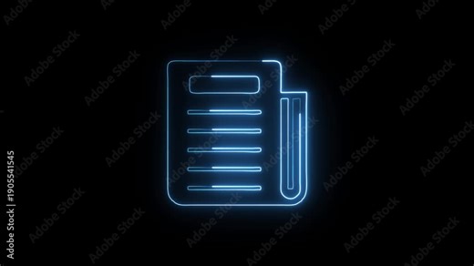 News Icon Animation with Glowing Lines on Black Background