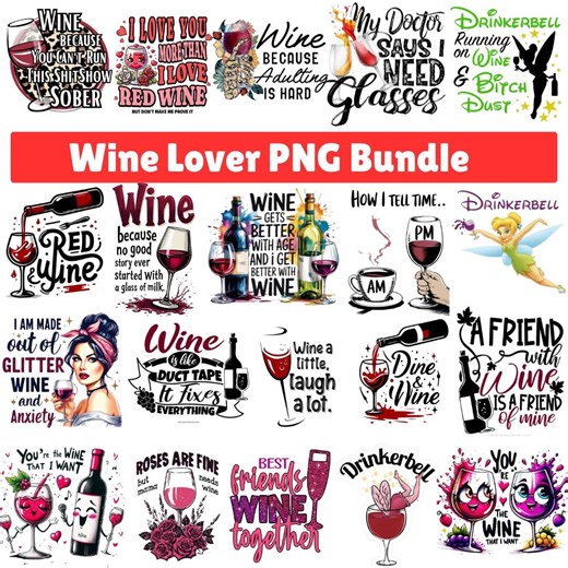Wine Lover PNG Bundle, Funny Wine Quotes, Sayings Clipart - Etsy