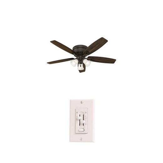 Hunter Oakhurst 52 in. New Bronze LED Ceiling Fan with Light Kit and Fan/Light Dual-Slide Switch Combo - The Home Depot