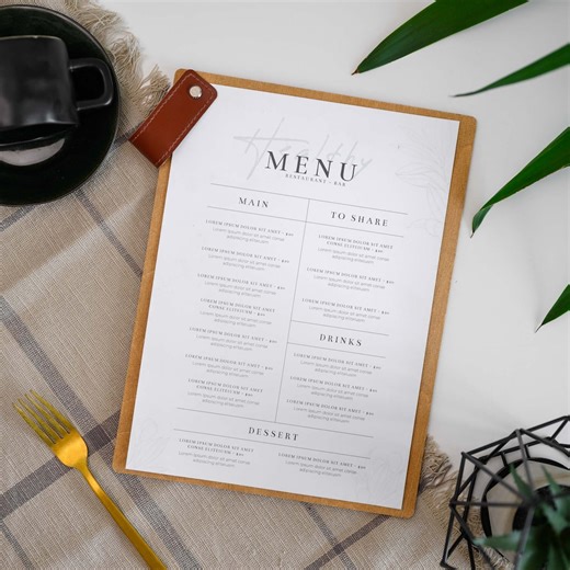 Personalized Wooden Menu Board With Leather Handle, Custom Logo - Etsy