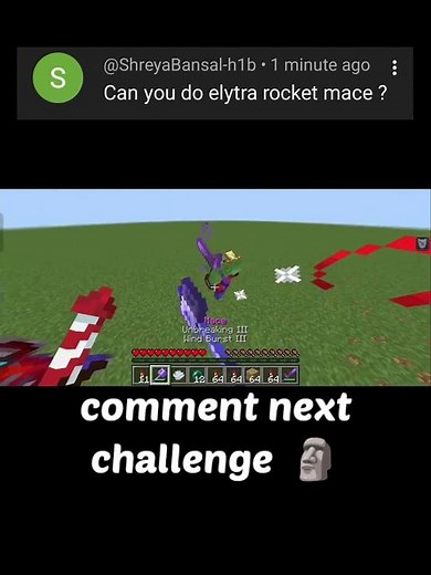 elytra rocket mace in MCPE | subscriber challenge | #minecraft #pvp #elytramace #shorts #viral