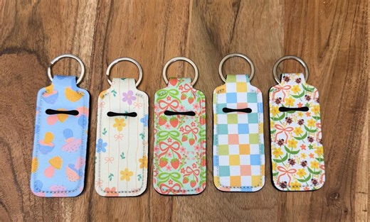 Chapstick, Lip Balm Keychain Holders: Spring, Florals, Checkered, Pastel, Bows. - Etsy