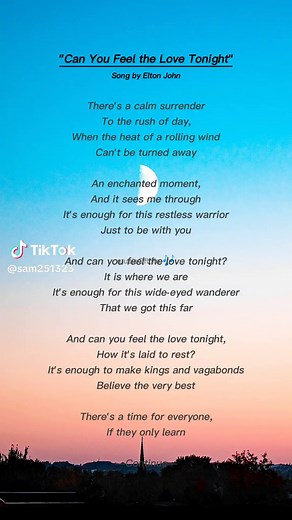 Elton John - Can You Feel the Love Tonight (Full Lyrics)