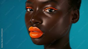 A bold matte orange lipstick adding a pop of color to any outfit and personality. . Stock Video