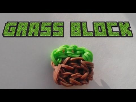 Minecraft Grass Block Charm - Rainbow Loom | How To Make Loom Bands | EASY