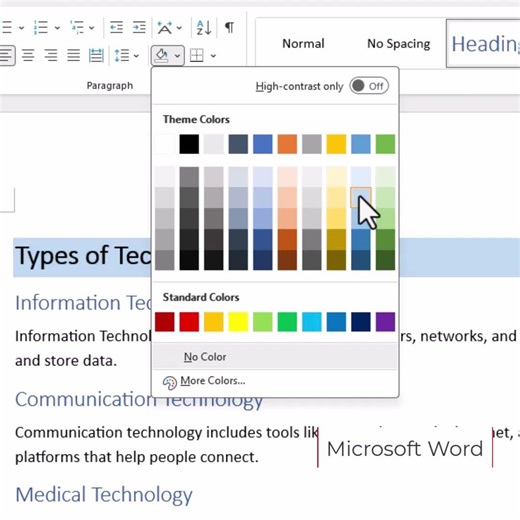 Microsoft Word Match Style to Heading