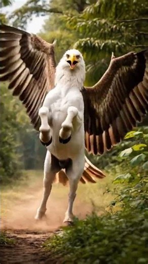 Eagle-Headed Winged White Horse Chimera 🦅🐴 #fantasygeographic #animalart