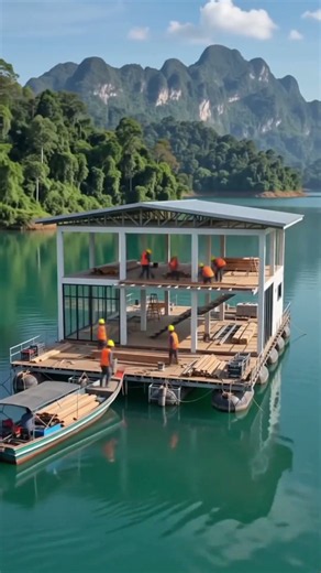 Building a Luxury Floating House From Scratch 🌊🏡 | Amazing Time-Lapse Transformation