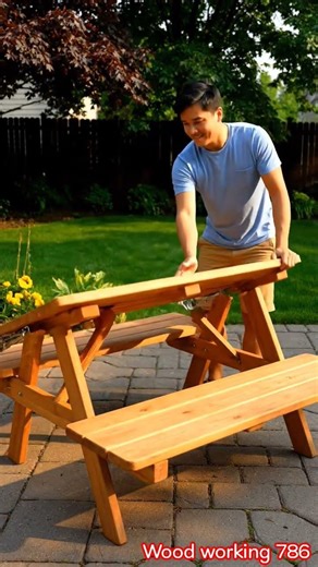 Genius Transforming Bench to Picnic Table!