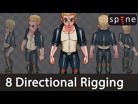 8 direction isometric character rigging in Spine 2D