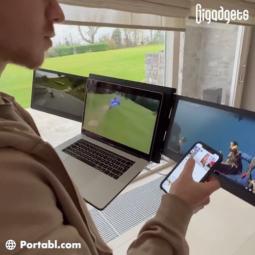 11K views · 1.2K reactions | This device gives your laptop two additional screens. Portabl Slide is a portable dual-screen extension system for laptops. It works with two Full HD anti-scratch monitors to increase your productivity. | GIGadgets | Facebook