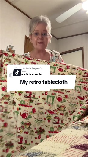 Retro Homemade Tablecloth Made from Hobby Lobby Fabric