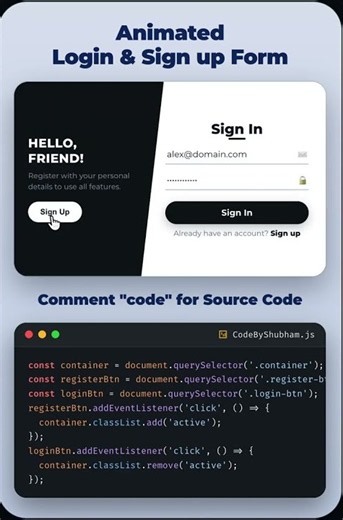 Animated Login & Sign Up Form Using HTML, CSS & JavaScript 🔥 | Source Code