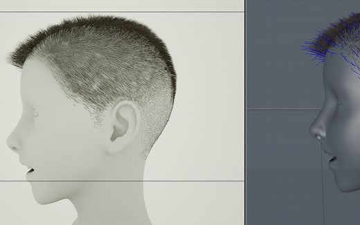 Ornatrix毛发插件（C4D，OC)使用心得分享，怎样使用UV贴图控制毛发生长实例，板寸头发制作过程及注意事项