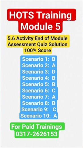 HOTS Training Module 5 5.6 Activity End of Module Assessment Quiz Solution 100% Score #hots#training