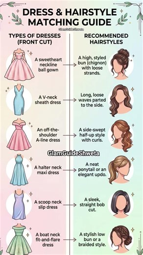 "Match your neckline to your hair: six dress styles, six perfect hairstyles" #outfitideas #hairstyle