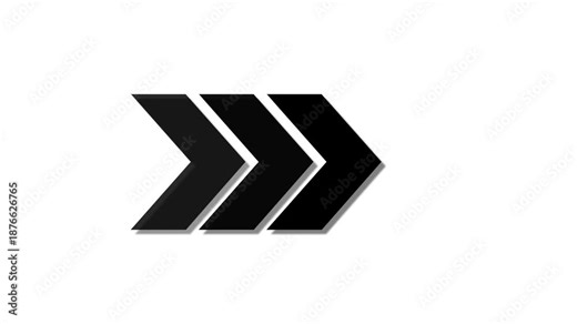 Right-directional arrow loop animation. Animated arrows for the overlay video layer. 4k animation.