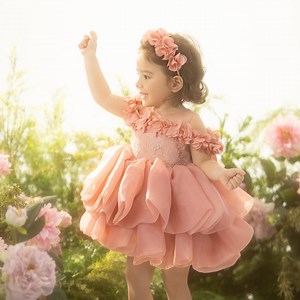 Grace Pink Baby & Toddler Dress – Off-shoulder Party, Birthday, Wedding Outfit With Headband - Etsy
