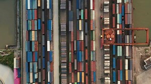 Containers and seaport, trade and logistics.