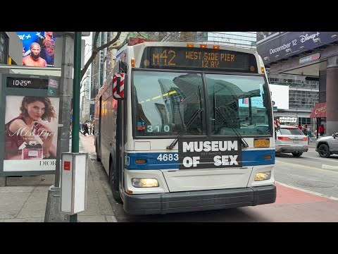 ᴴᴰ MTA MaBSTOA: 2010 Orion VII NG Hybrid #4683 on the M42 Bus @ W 42 St/8 Ave.