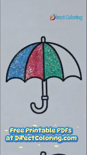 Sparkly Rainbow Umbrella Coloring ☂️✨ Relaxing to Watch