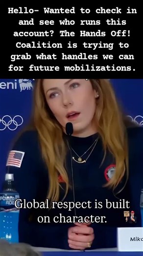 Handsoff USA | No Kings • ICE OUT on Instagram: "In a world that feels more divided than ever, Mikaela Shiffrin reminds us what true grace looks like. 🕊️ ​She didn’t just answer a question; she spoke from the soul. She reminded us that representing your home isn’t about ignoring the cracks, but about believing we can build something stronger together. ​It’s not about loud voices or anger. It’s about that quiet strength, the kind that quotes Mandela and chooses unity over division. That’s the le