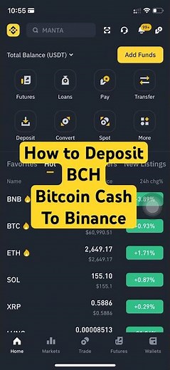 How to Deposit BCH Binance Cash to your Binance wallet