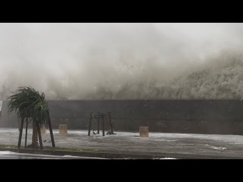Typhoon Khanun Pounds Okinawa Coastline For HOURS!