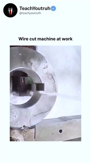 teachyoutruth on Instagram: "The video captures wire EDM (electrical discharge machining) in action, using a 0.1-0.3 mm brass wire charged with 100-300V pulses to erode hardened metal via micro-sparks in deionized water, producing foam and precise contours without mechanical stress. - EDM achieves tolerances of ±0.002 mm or better, per peer-reviewed manufacturing data, enabling intricate shapes in alloys untouchable by traditional tools-vital for turbine blades and implants where 1-micron accura