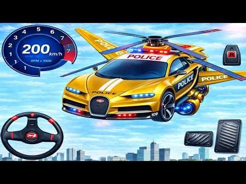 Bugatti Police Flying Car Simulator 🚓🚁 | Full Steering Wheel & Dashboard Gameplay – Android