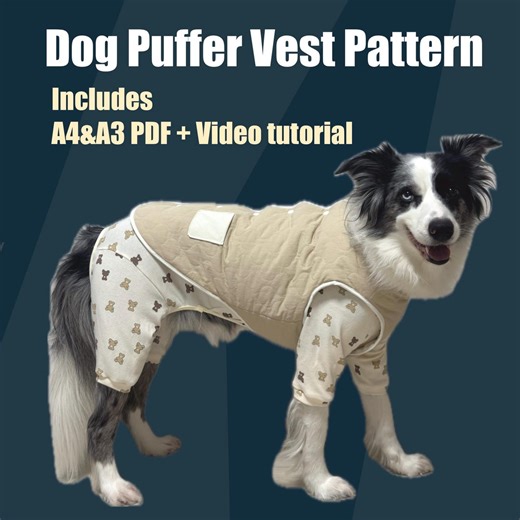 Dog Puffer Vest Sewing Pattern PDF, Quilted Jacket for Small to Large Dogs - Etsy
