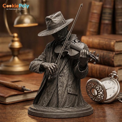 Violin Player Bust 3D Printable STL File, Musician Statue Model, Jazz Musician Figurine, Music Lover Gift, Desk Decor Sculpture - Etsy