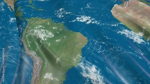 Flag with the texture of the planet Earth. The flag develops smoothly in the wind. Wind waves spread over the flag. This version of the flag in smooth motion is suitable for almost any video