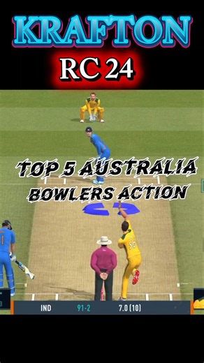 Top 5 Australia bowlers bowling action in Krafton rc 24 #cricketgaming #shorts #trending #short