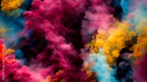 abstract splash watercolor hand drawn on dark background. Fantasy sky with colorful smokes. Seamless and infinity looping video animation background. Live wallpaper or screen saver video Stock Video