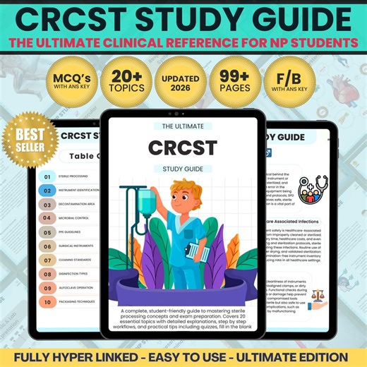 CRCST Study Guide 2026: 9th Edition Sterile Processing & SPD Notes, 20  Topics, 99  Pages (PDF Download) - Etsy