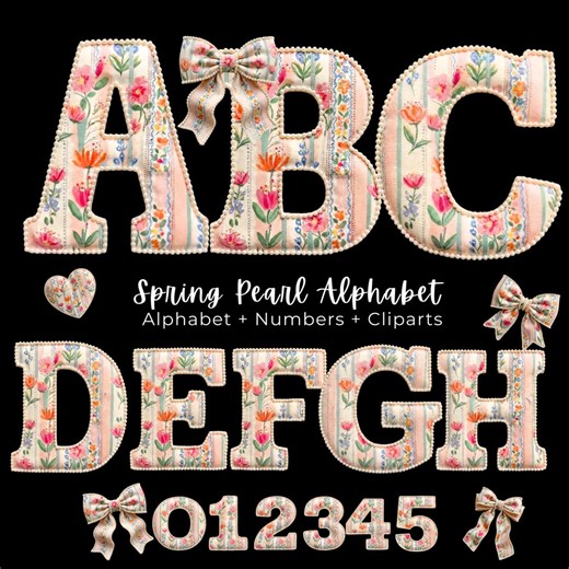 Spring Pearl Patchwork Alphabet PNG Bundle, Easter Floral Letter, Faux Quilted Alphabet, Shabby Chic Grandmillennial Letters,sublimation PNG - Etsy