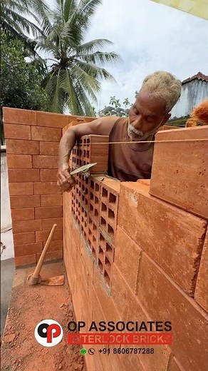 Soil solid laterite mud Interlock bricks and clay jali brick work #construction #interlockingbrick