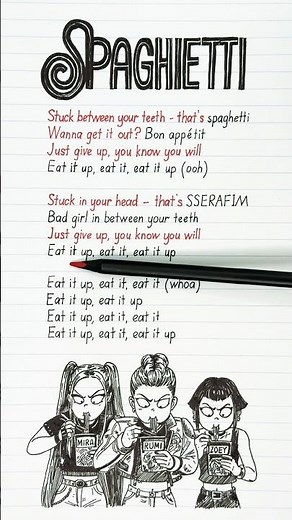 🍜😋 SPAGHETTI (English Translation + Lyrics) – LE SSERAFIM